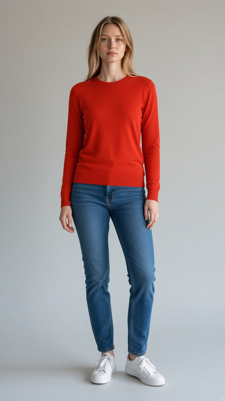 Classic Crew-Neck Sweater — Red