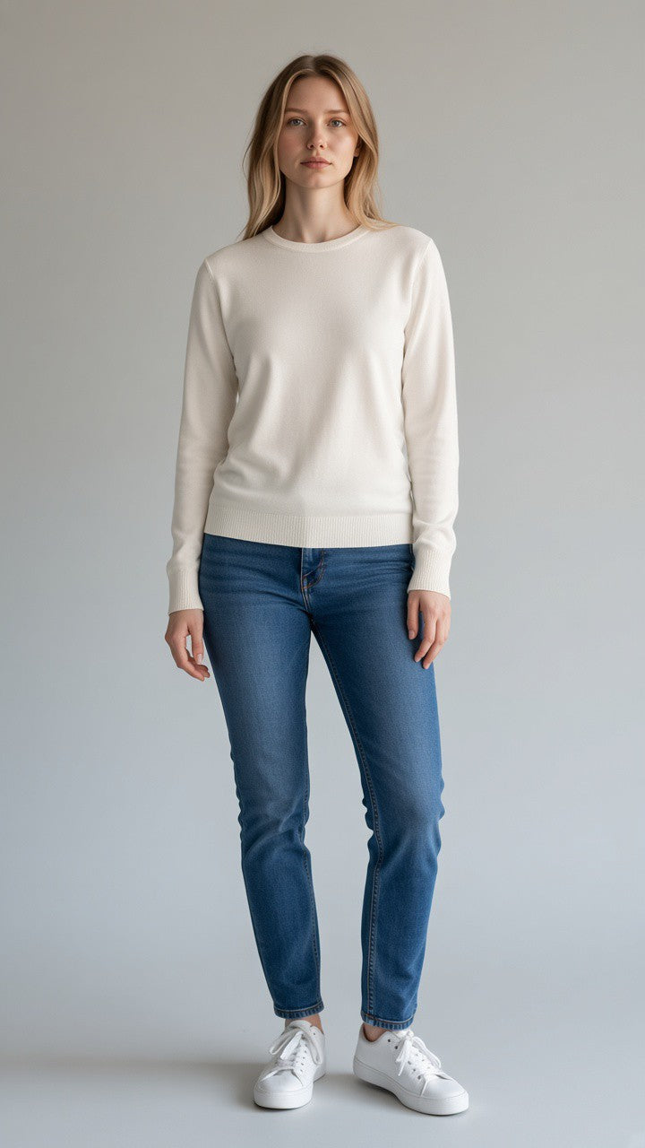 Classic Crew-Neck Sweater — White
